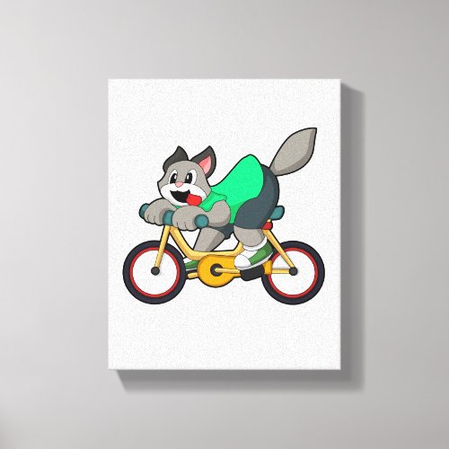 Cat with Bicycle Canvas Print