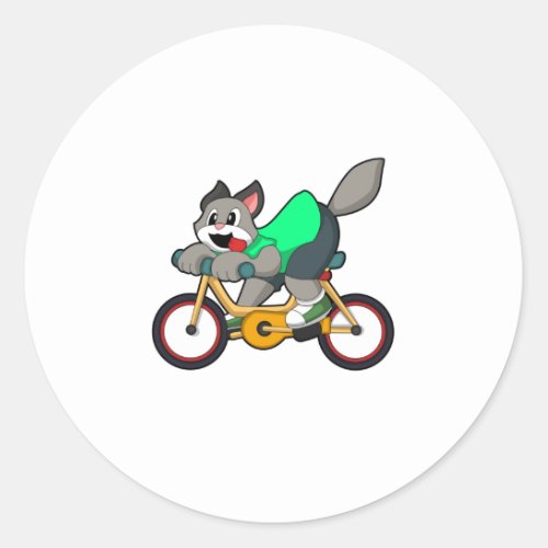 Cat with Bicycle Classic Round Sticker