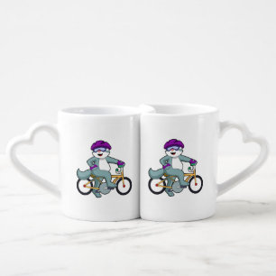 Cat with Bicycle Coffee Mug Set