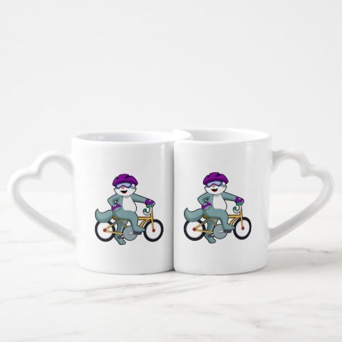 Cat with Bicycle Coffee Mug Set