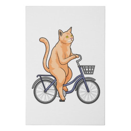Cat with Bicycle Faux Canvas Print