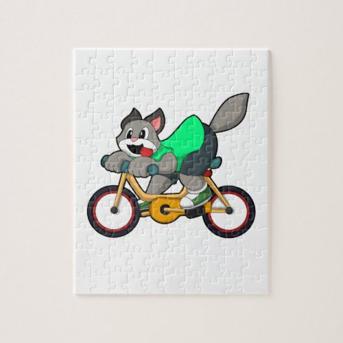 Cat with Bicycle Jigsaw Puzzle