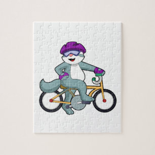 Cat with Bicycle Jigsaw Puzzle