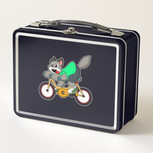 Cat with Bicycle Metal Lunch Box