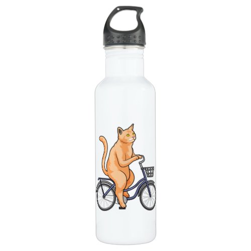 Cat with Bicycle Stainless Steel Water Bottle