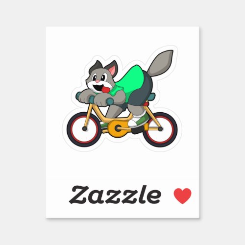Cat with Bicycle Sticker