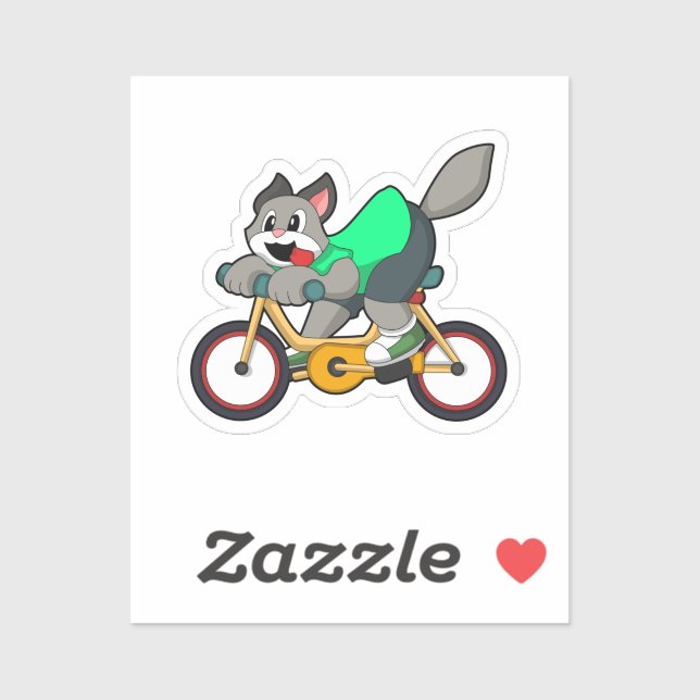 Cat with Bicycle Sticker (Sheet)