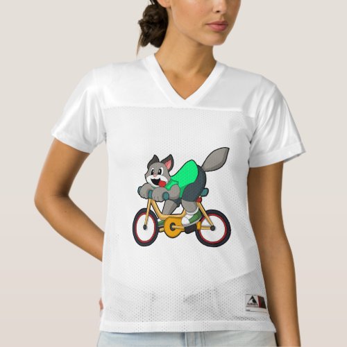 Cat with Bicycle Womens Football Jersey