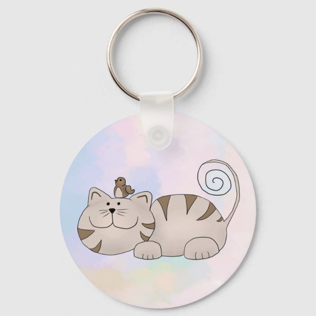 Cat with bird keychain (Front)