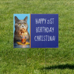 Cat With Birthday Shot Glass Sign