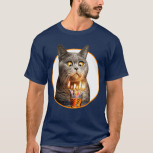 Cat With Birthday Shot Glass T-Shirt