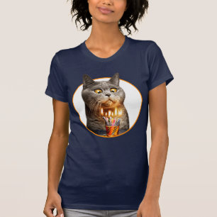 Cat With Birthday Shot Glass T-Shirt