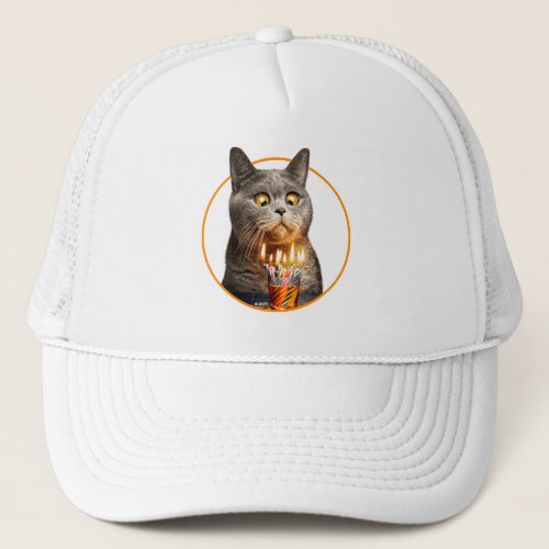 Cat With Birthday Shot Glass Trucker Hat