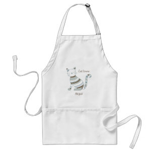 Cat with Blue and Brown Stripes Adult Apron