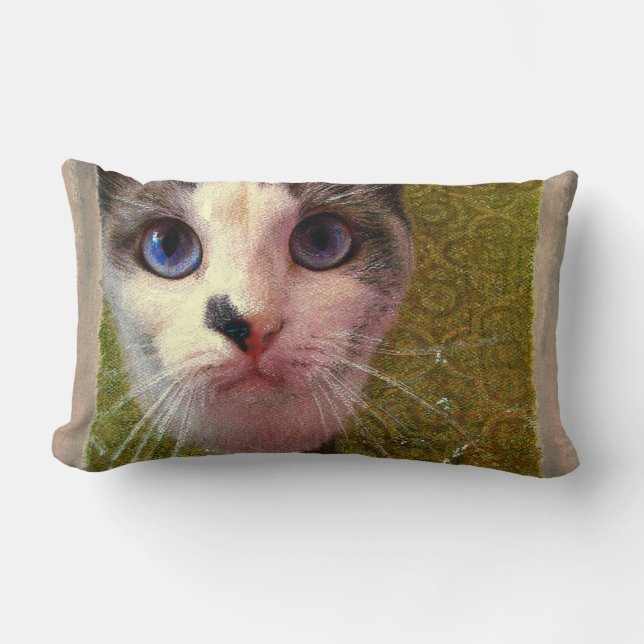 Cat with blue eyes by Alexandra Cook Lumbar Pillow (Front)