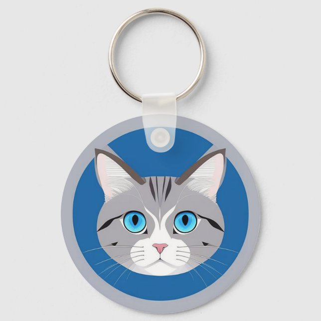 Cat With Blue Eyes Keychain (Front)