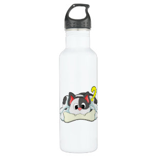 Cat with Bone Stainless Steel Water Bottle