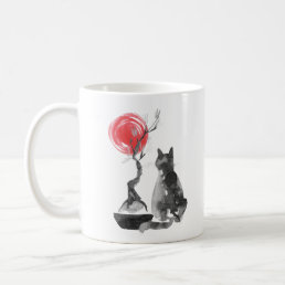 Cat with Bonsai and Buddha Quote Coffee Mug