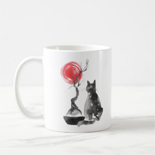 Cat with Bonsai and Buddha Quote Coffee Mug