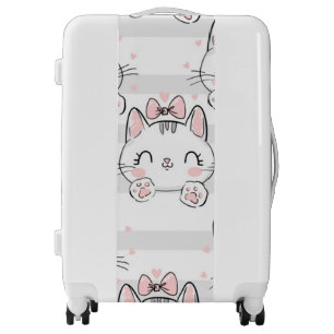 cat with bow pattern luggage