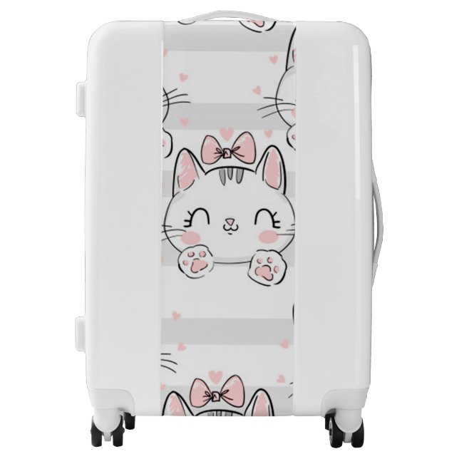 cat with bow pattern luggage (Front)