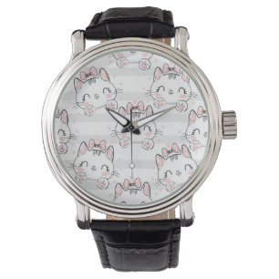cat with bow pattern watch