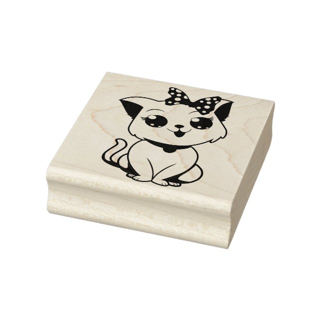 Cat with Bow Rubber Stamp (Stamp)