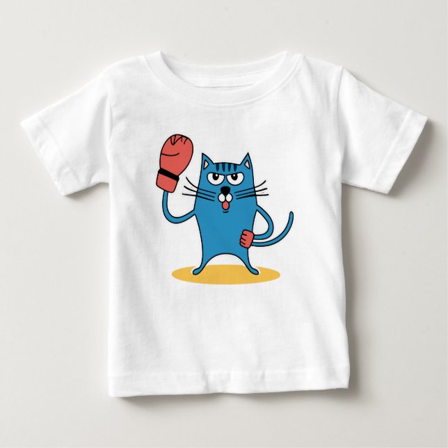 Cat with Boxing Gloves Baby T-Shirt (Front)