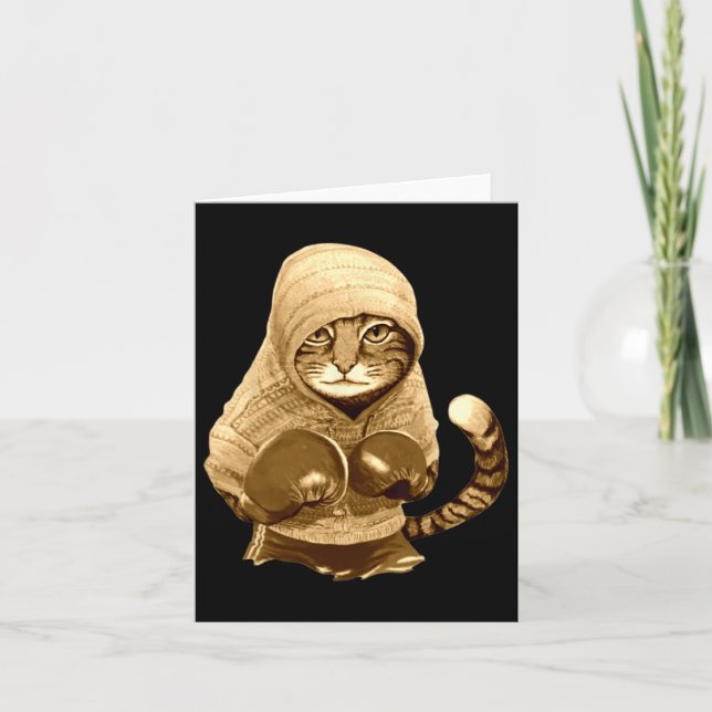 Cat With Boxing Gloves  Card (Front)