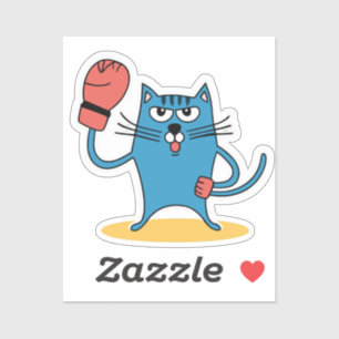 Cat with Boxing Gloves Sticker