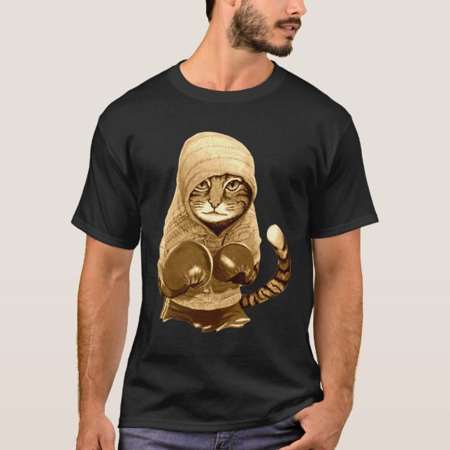Cat With Boxing Gloves  T-Shirt (Front)