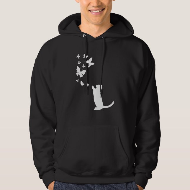 Cat With Butterflies Cat  Cat Owner  Cute Cat Hoodie (Front)