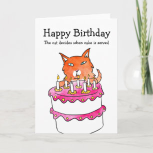 Cat with cake card