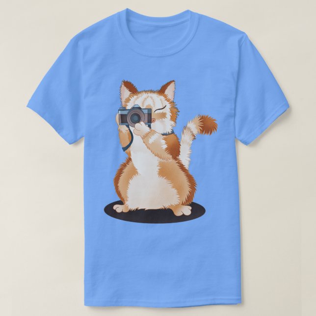 Cat With Camera T-Shirt (Design Front)