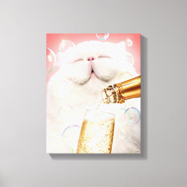 Cat With Champagne Canvas Print (Front)