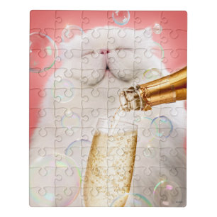Cat With Champagne Jigsaw Puzzle
