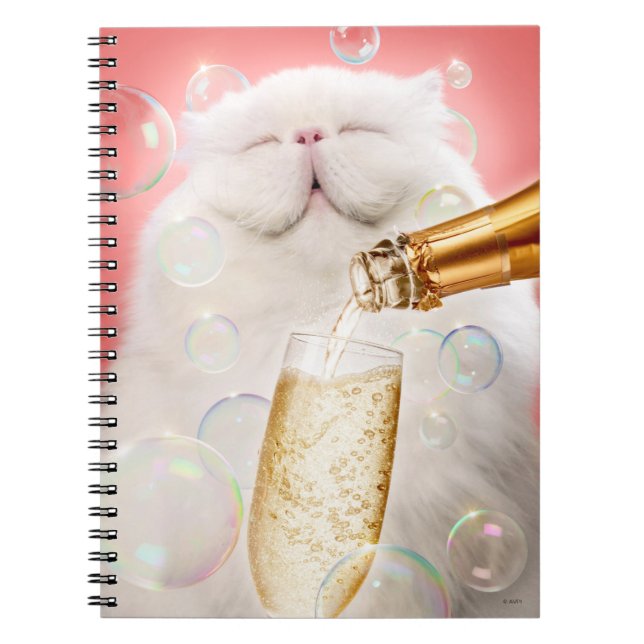 Cat With Champagne Notebook (Front)