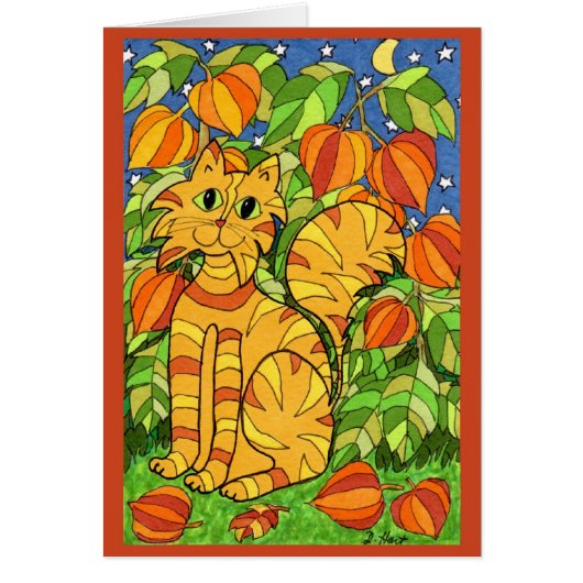 Cat with Chinese Lantern Plant (Front)