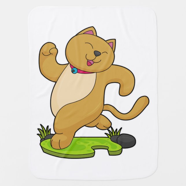 Cat with Choker at Running Baby Blanket (Front)