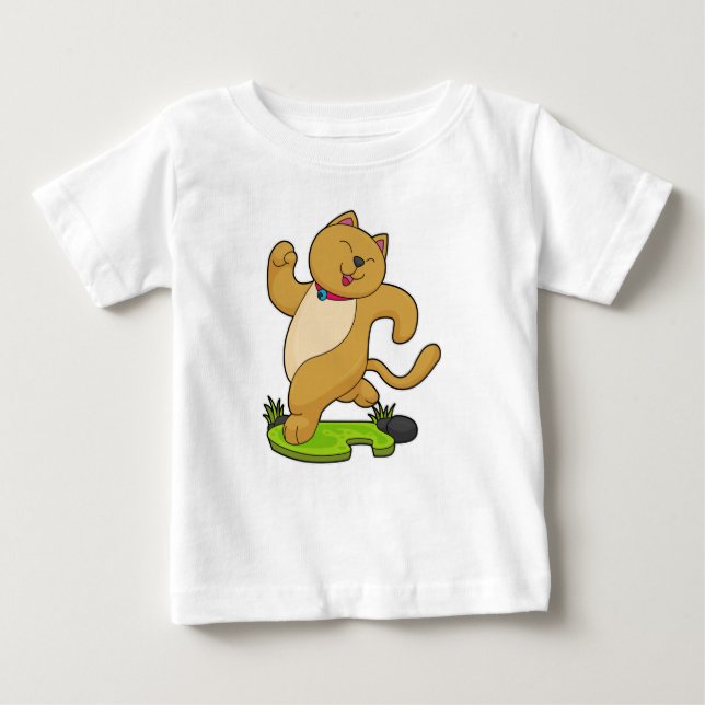 Cat with Choker at Running Baby T-Shirt (Front)