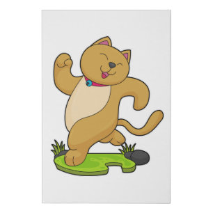 Cat with Choker at Running Faux Canvas Print
