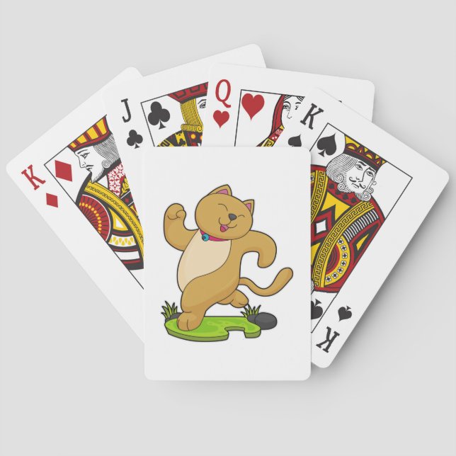 Cat with Choker at Running Poker Cards (Back)