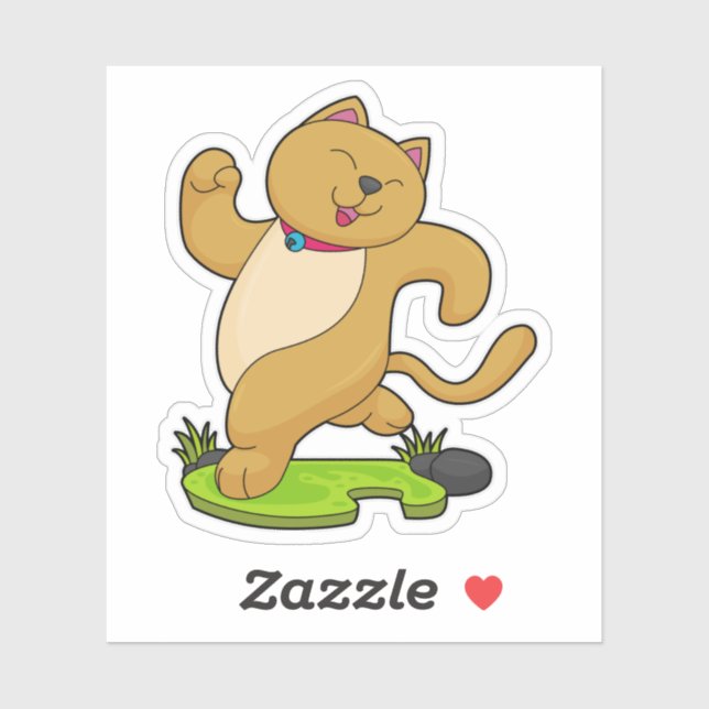 Cat with Choker at Running Sticker (Sheet)
