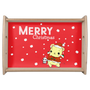 Cat with Christmas Serving Tray