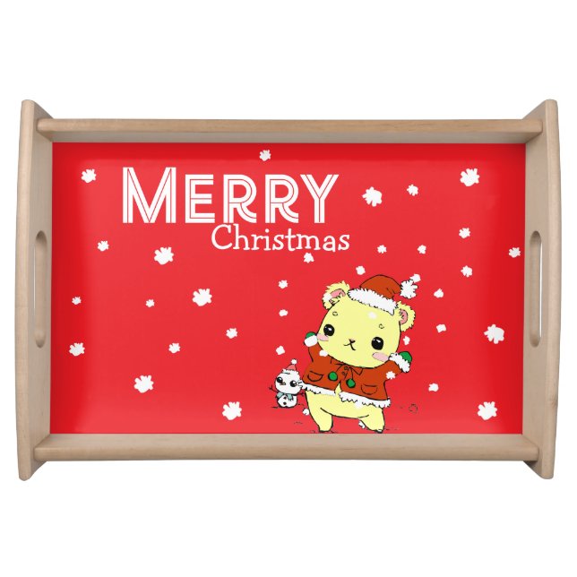 Cat with Christmas  Serving Tray (Front)