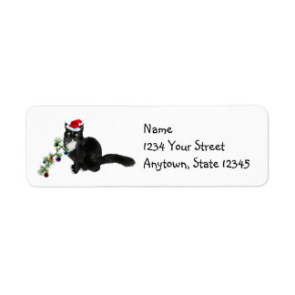 Cat with Christmas Tree Return Address Labels