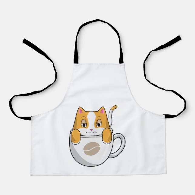 Cat with Coffee Cup Apron (Front)