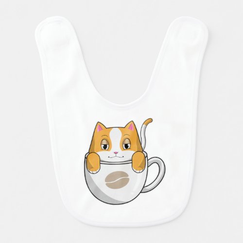 Cat with Coffee Cup Baby Bib