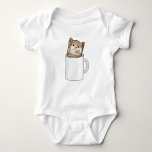 Cat with Coffee mug Baby Bodysuit