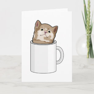 Cat with Coffee mug Card